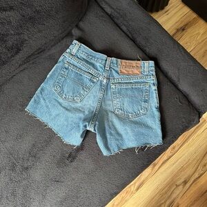 90s high waisted distressed denim shorts